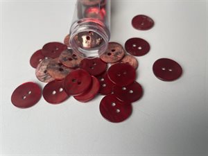 Farvet perlemor knap - rød, 15 mm